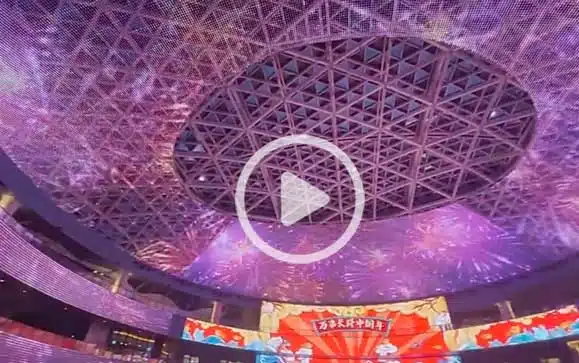 P100mm LED Mesh Screen for Shopping Mall Ceiling